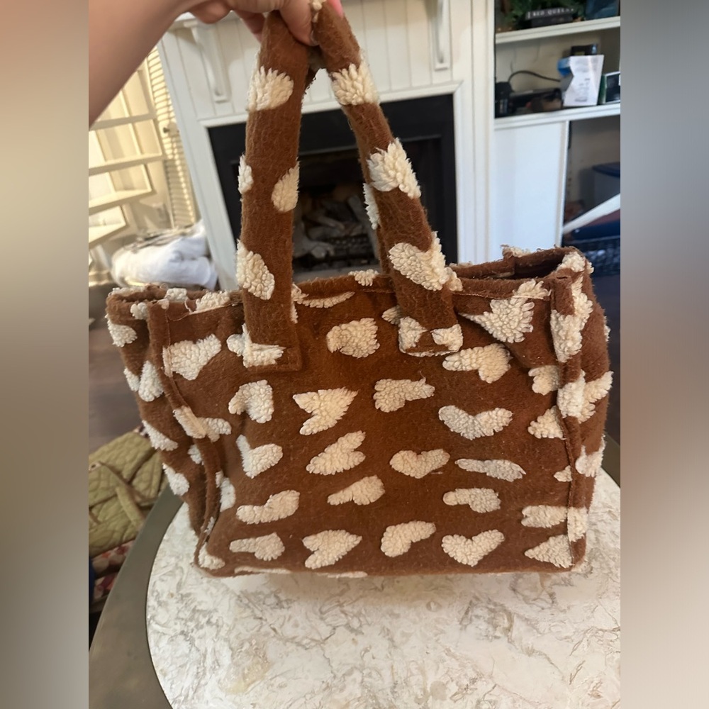 Heart Fuzzy Tote Bag